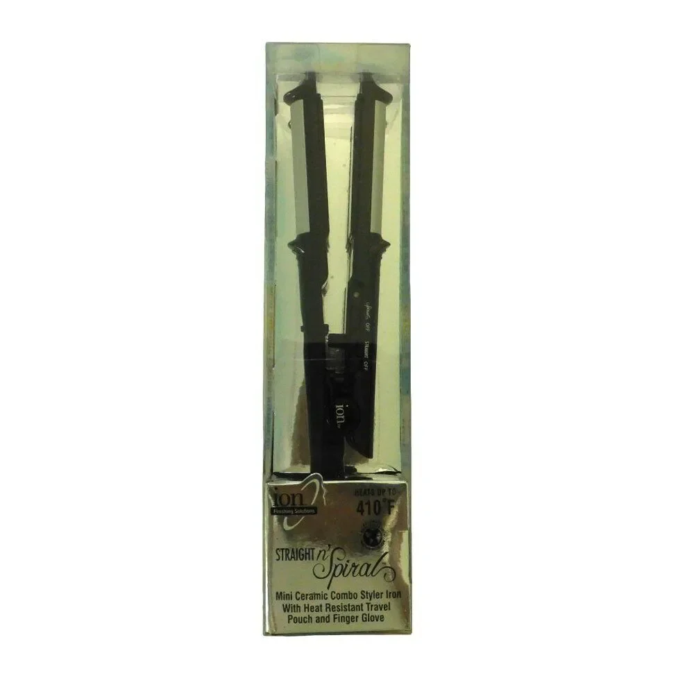 NEW Ion Straight‎ N' Spiral Mini Ceramic Combo Styler with travel pouch